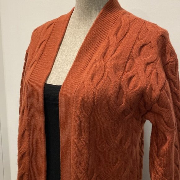 WILFRED Aritzia Cable Knit Open Front orange small - Picture 4 of 15